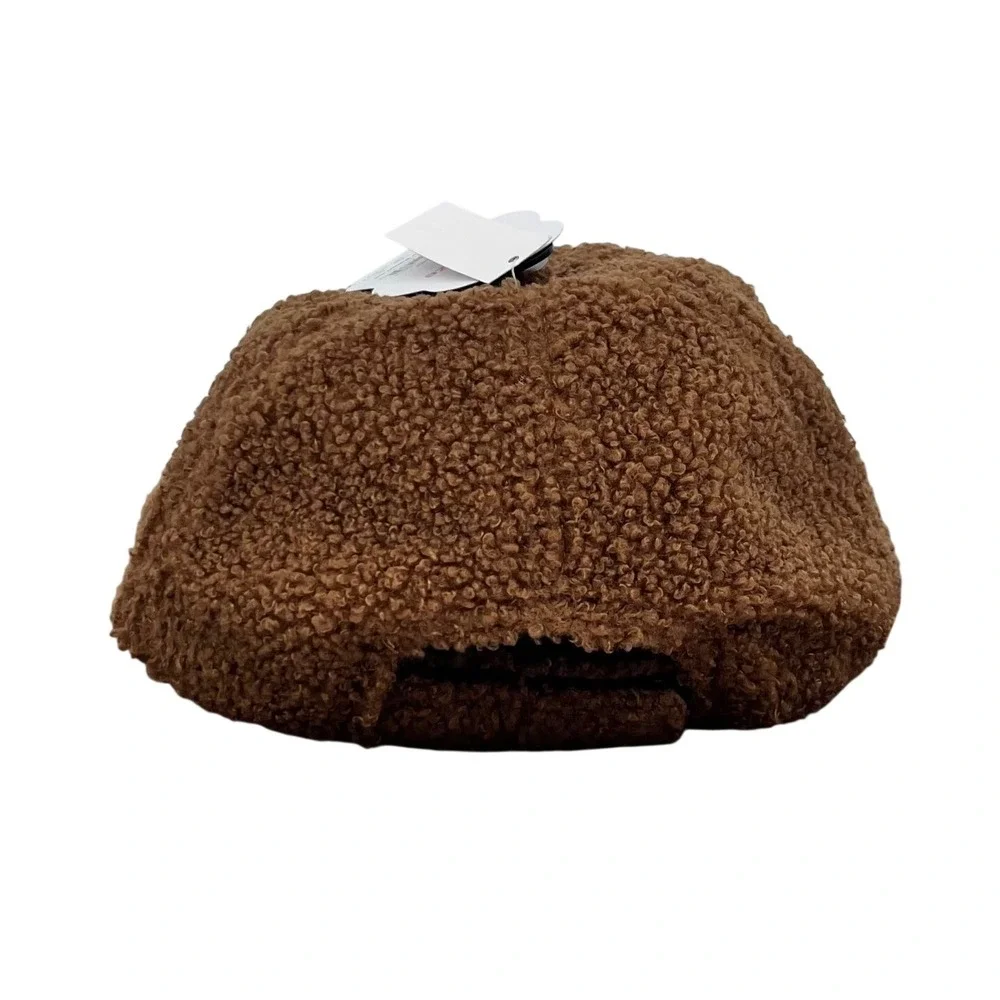Sherpa Smiley Face Baseball Cap Kids One Size Brown Patch Streetwear‎ Retro